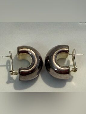 Milor Italy Classic Silver Chunky Hoop Earrings